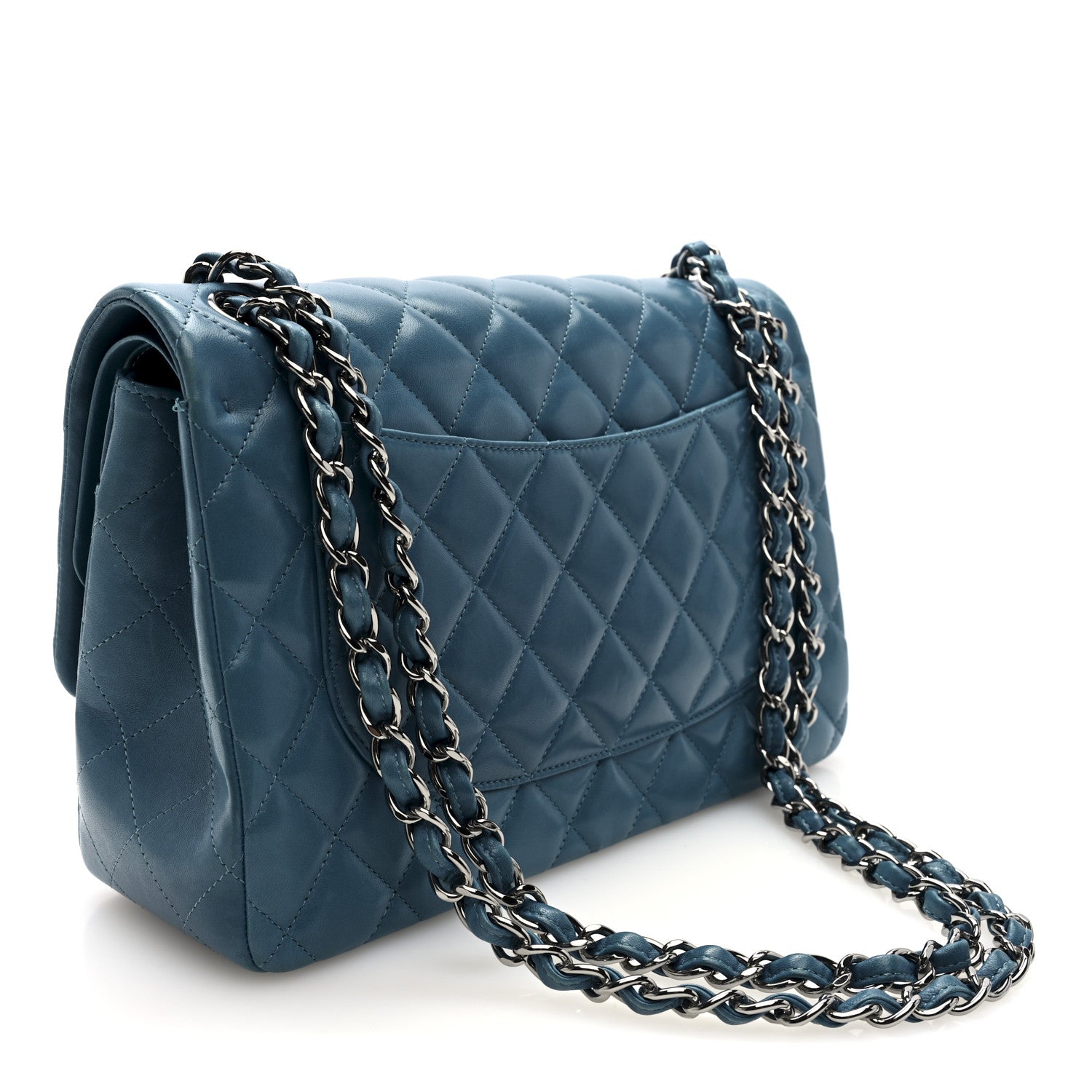 Chanel Lambskin Quilted Jumbo Double Flap Turquoise 1863372