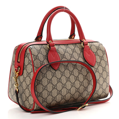 Gucci GG Supreme Monogram Heart Embroidered Small Boston Red 3 of 9