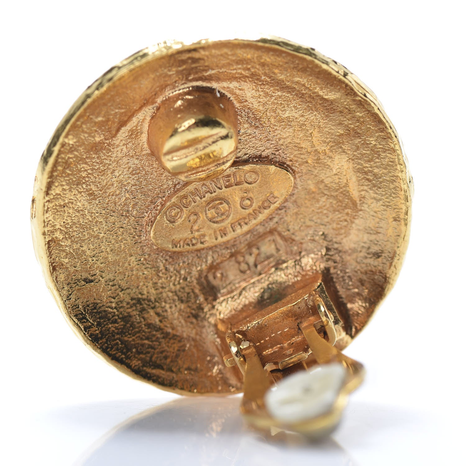 Chanel Medallion Clip On Earrings Gold 4 of 5