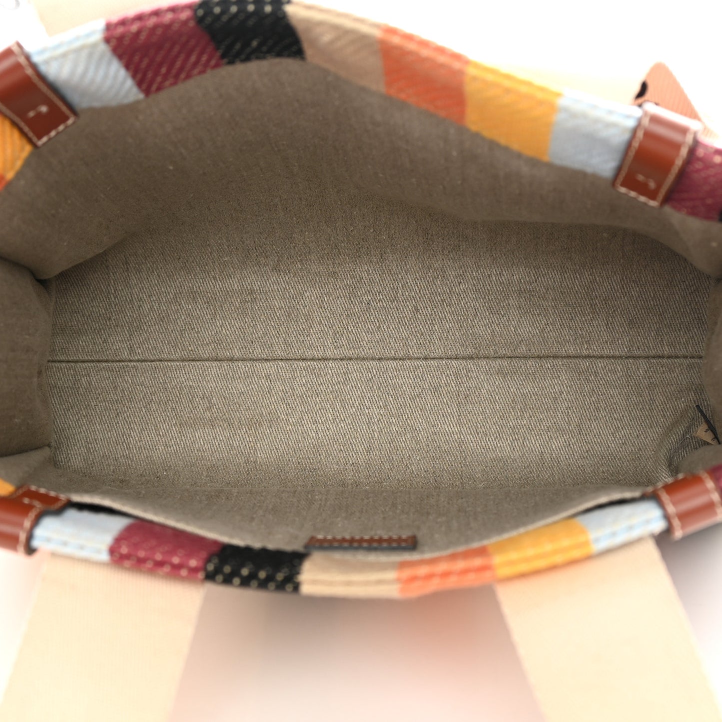 Cotton Calfskin Medium Woody Striped Tote Multicolor