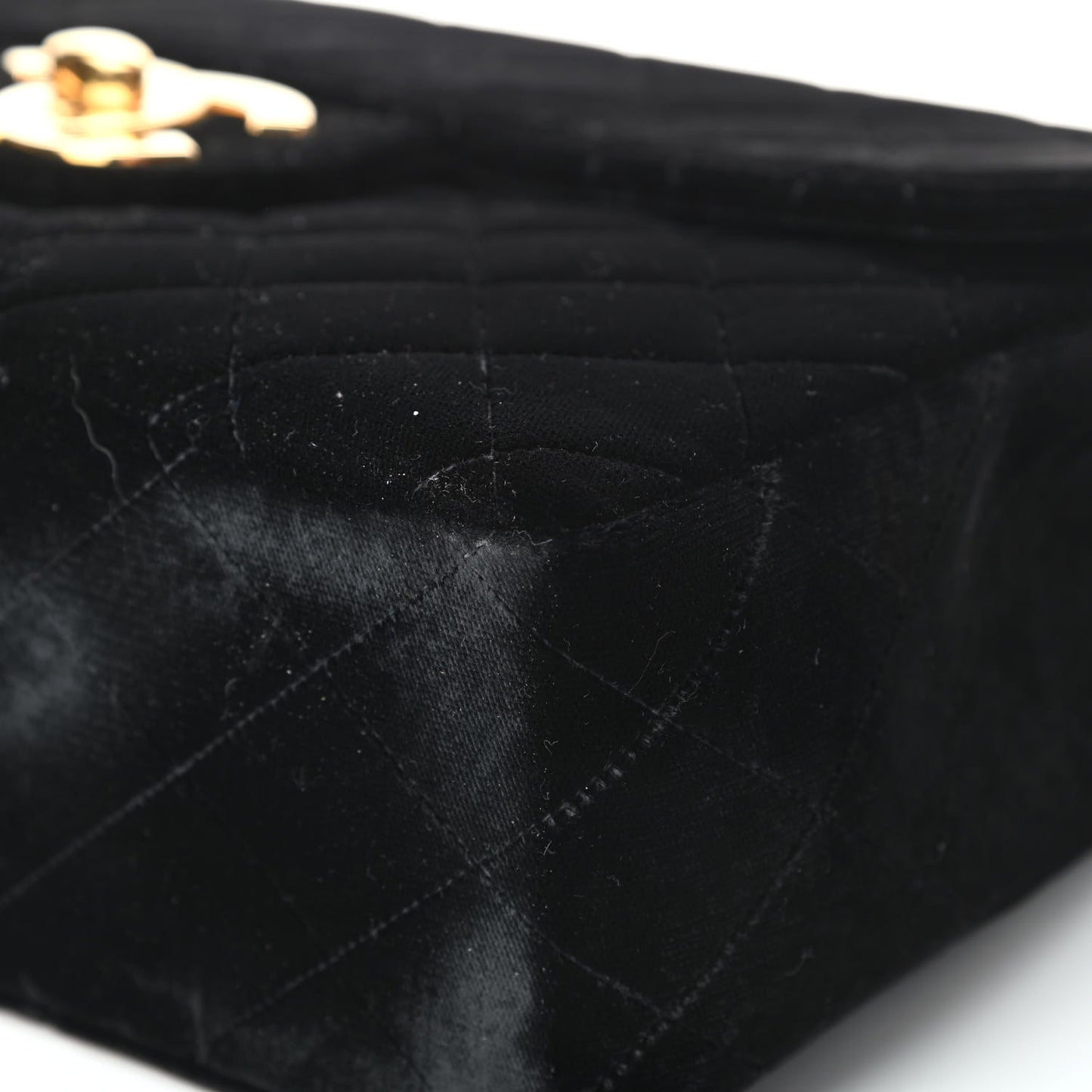 Velvet Quilted Jumbo Single Flap Black