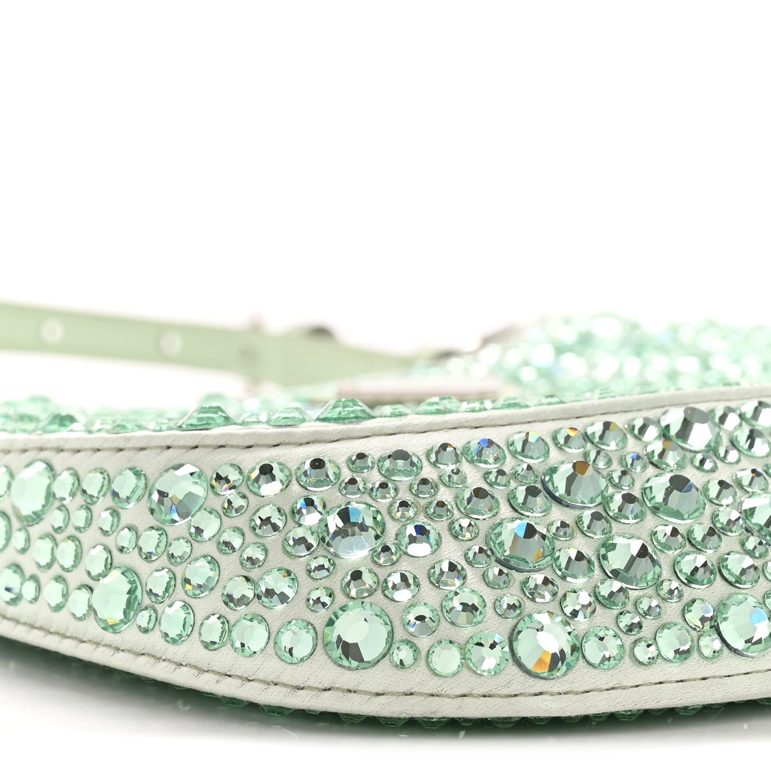 Prada Satin Crystal Cleo Adjustable Strap Shoulder Bag Acqua 9 of 11