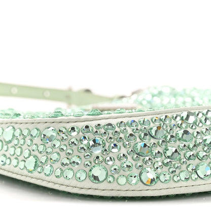 Prada Satin Crystal Cleo Adjustable Strap Shoulder Bag Acqua 9 of 11
