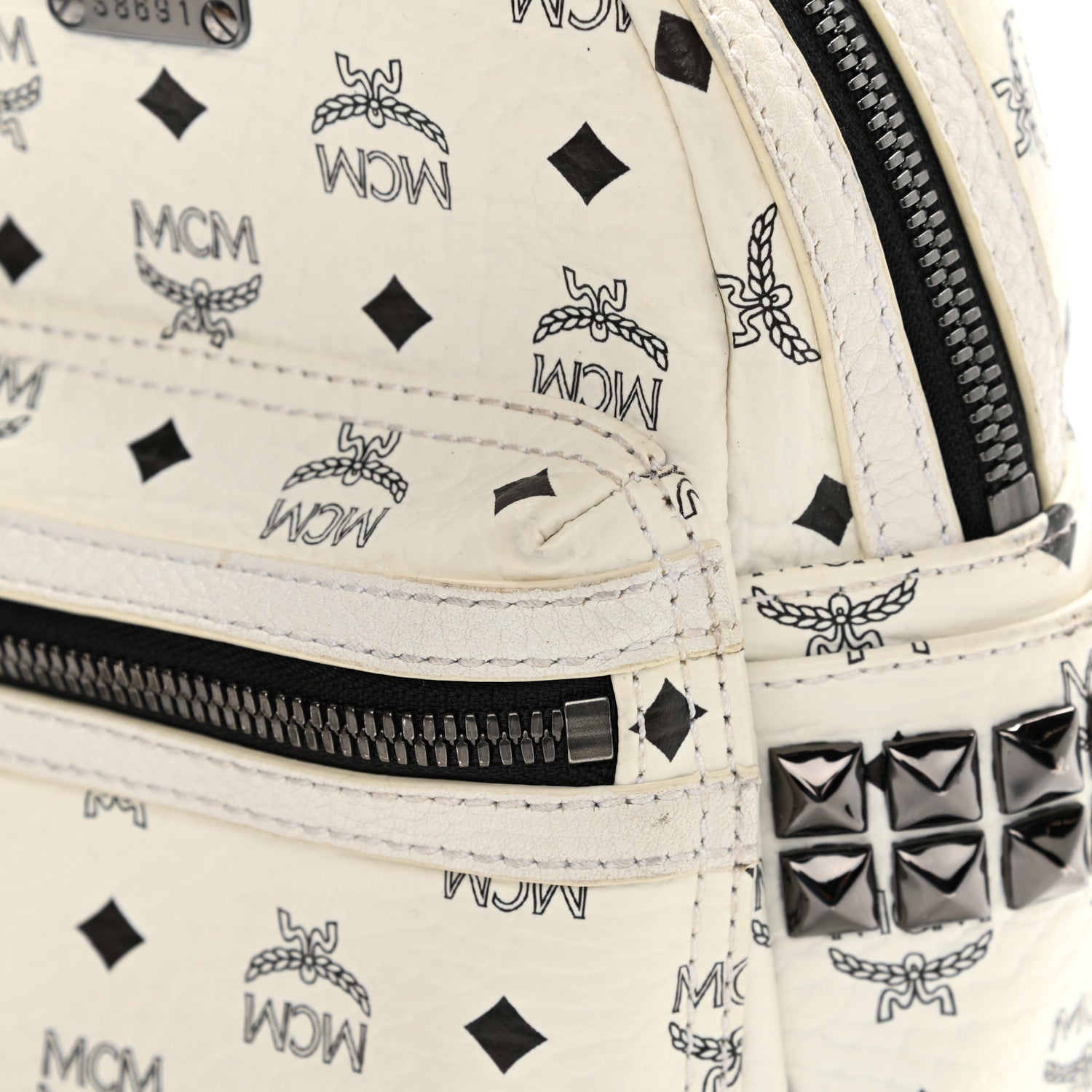 MCM Visetos Side Stud X-Mini Stark Bebe Boo Backpack White 22 of 28