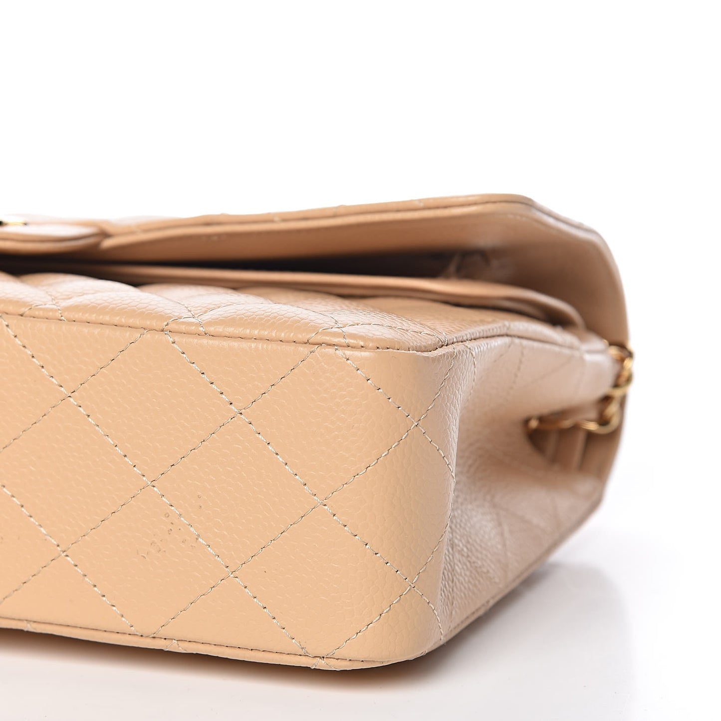 Caviar Quilted Medium Double Flap Beige Clair