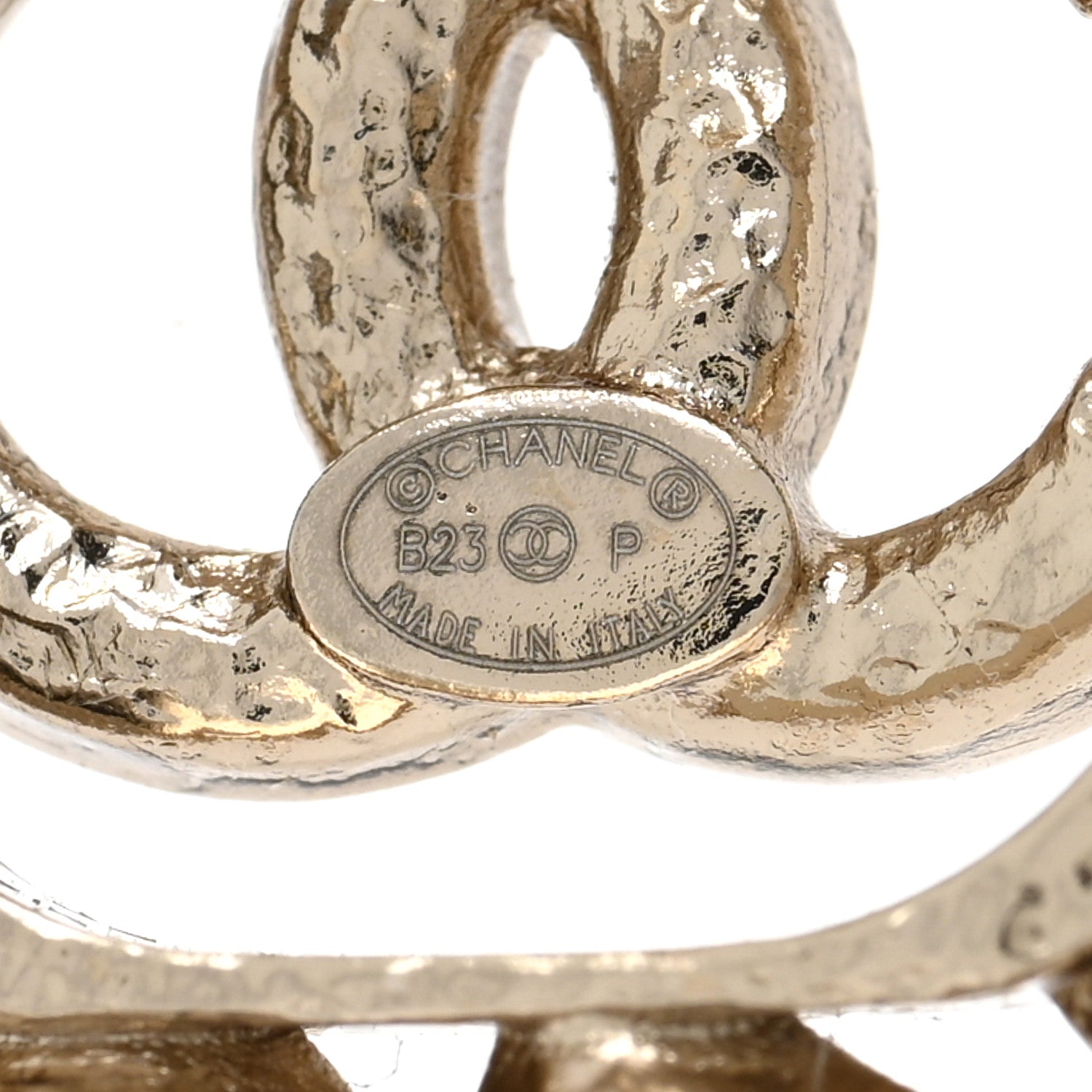 Chanel Metal Crystal Baguette High Society CC Earrings Gold 4 of 5
