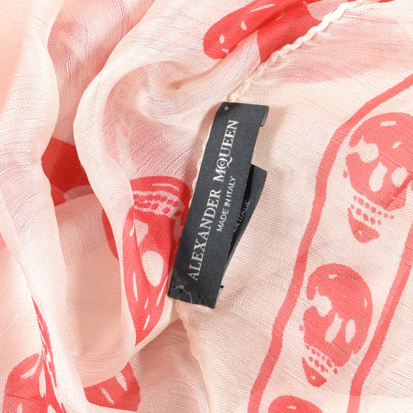 Silk Chiffon Skull Scarf White Red