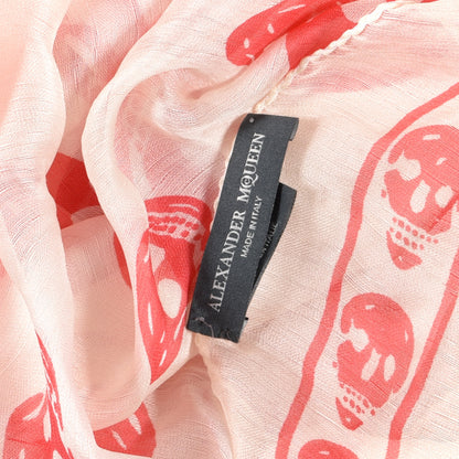 Alexander McQueen Silk Chiffon Skull Scarf White Red 4 of 4
