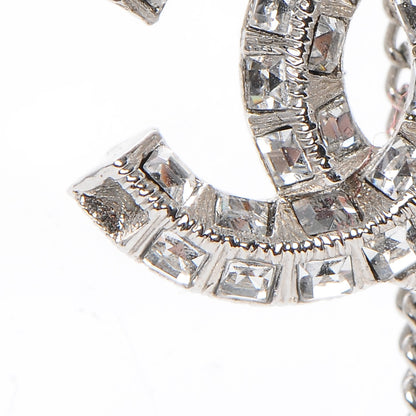 Chanel Baguette Crystal Pearl CC Lariat Necklace Silver 6 of 7