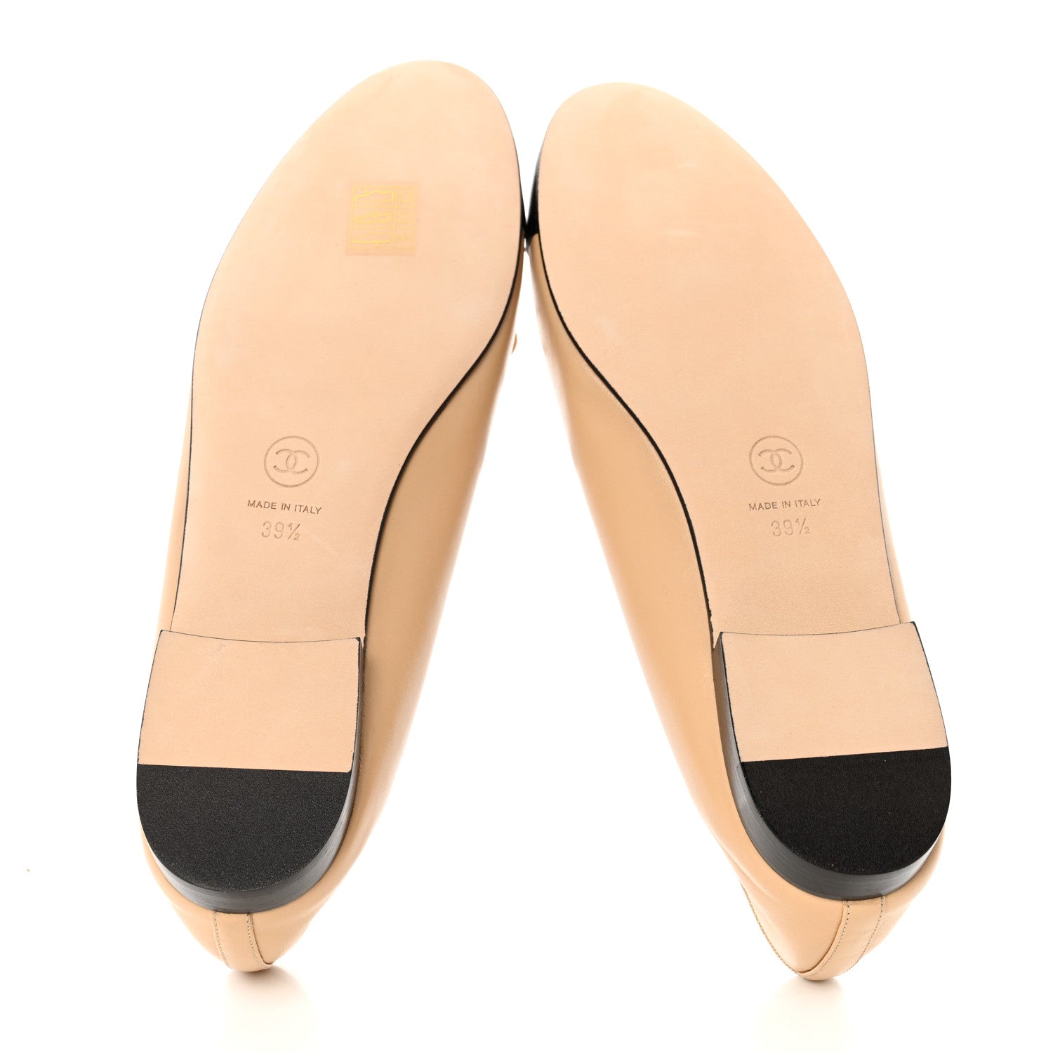 Chanel Lambskin Cap Toe Ballerina Flats 39.5 Beige Black 5 of 9