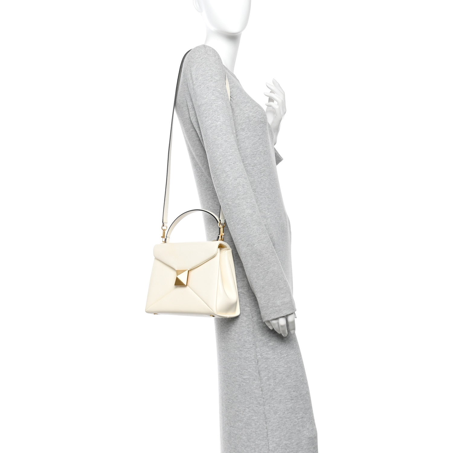 Valentino Garavani Nappa Small One Stud Top Handle Bag Ivory 2 of 9