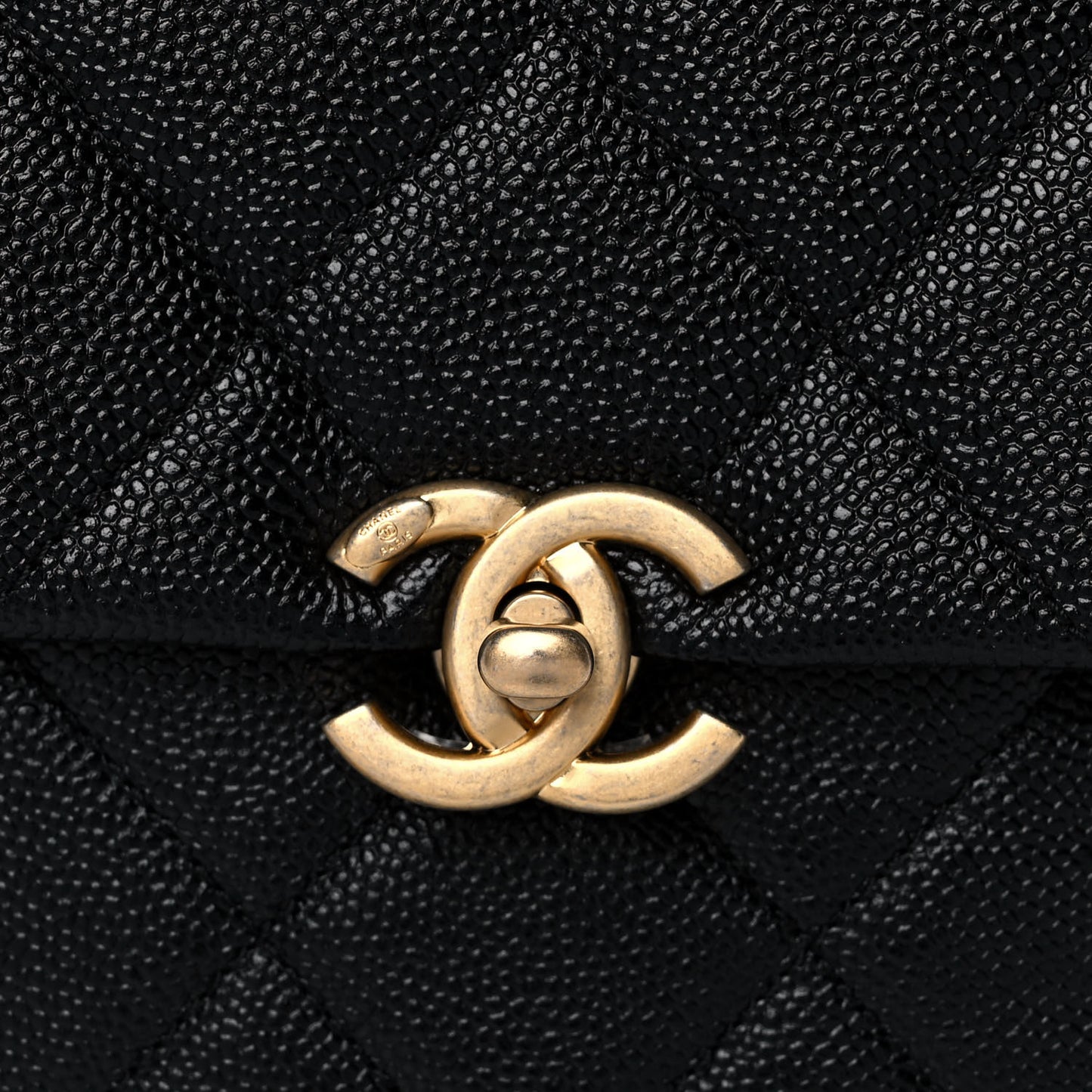 Shiny Caviar Quilted Chain Melody Backpack Black