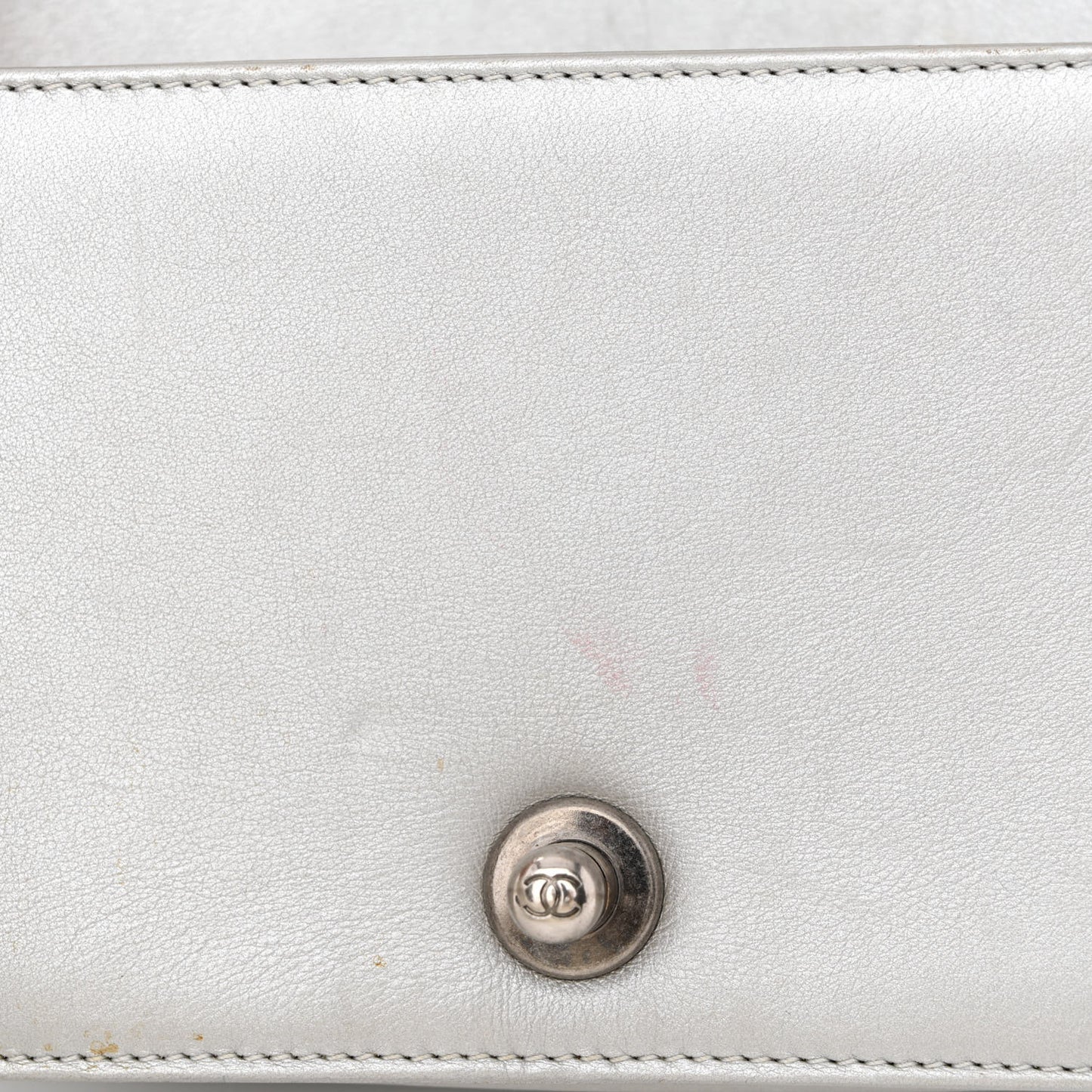 Metallic Lambskin Quilted Small Boy Flap Silver