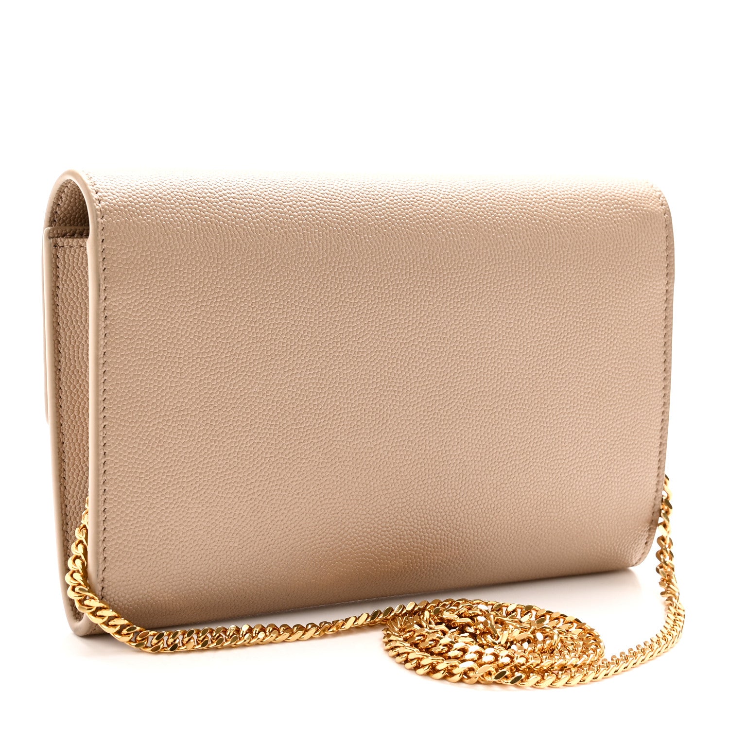 Saint Laurent Grain De Poudre Monogram Uptown Chain Wallet Dark Beige 4 of 10