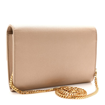 Saint Laurent Grain De Poudre Monogram Uptown Chain Wallet Dark Beige 4 of 10
