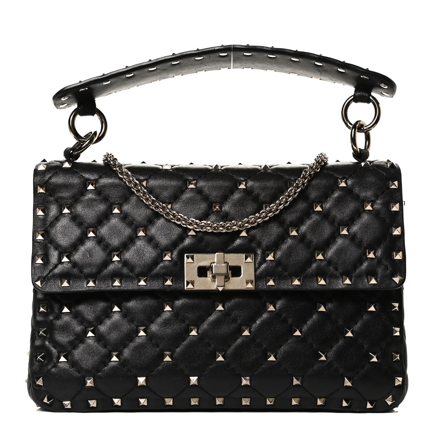 Valentino Garavani Lambskin Medium Rockstud Spike Shoulder Bag Black 1 of 15