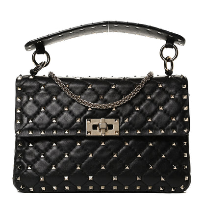 Valentino Garavani Lambskin Medium Rockstud Spike Shoulder Bag Black 1 of 15