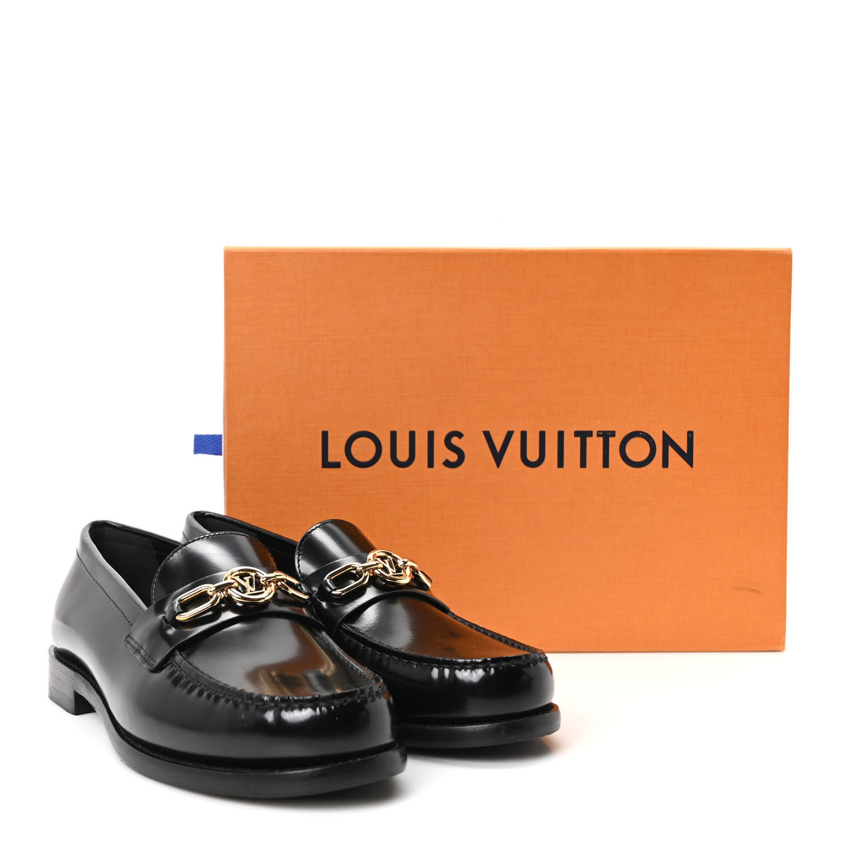 Louis Vuitton Glazed Calfskin Chess Flat Loafers 36.5 Black 10 of 10