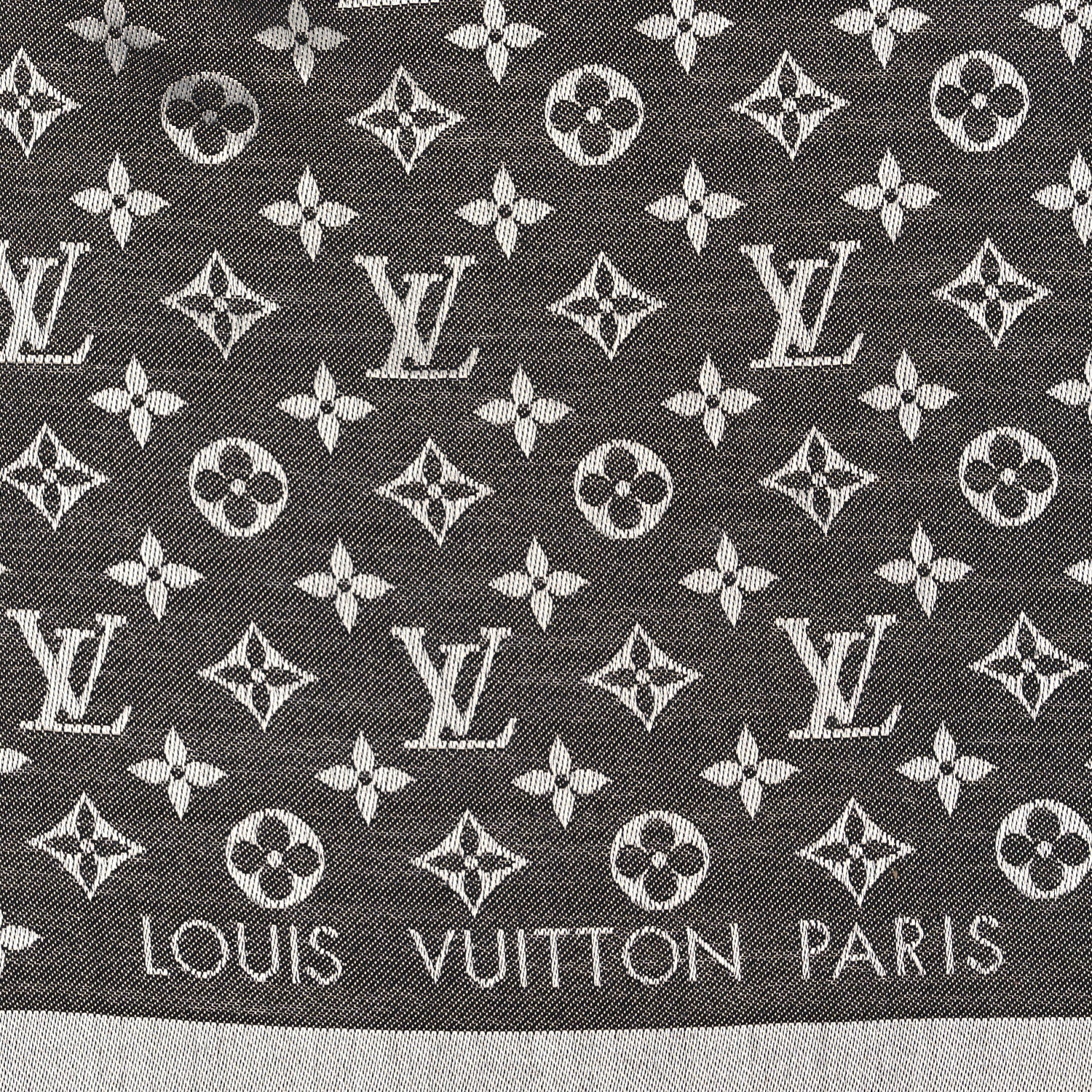 Louis Vuitton Silk Wool Monogram Denim Shawl Black 2 of 3