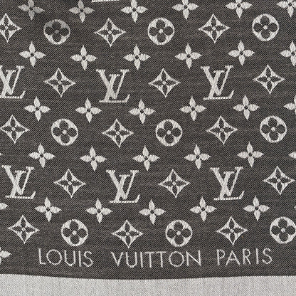 Louis Vuitton Silk Wool Monogram Denim Shawl Black 2 of 3