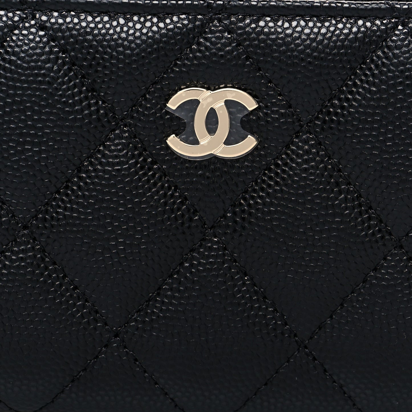 Caviar Quilted Zipped Key Holder Case Black