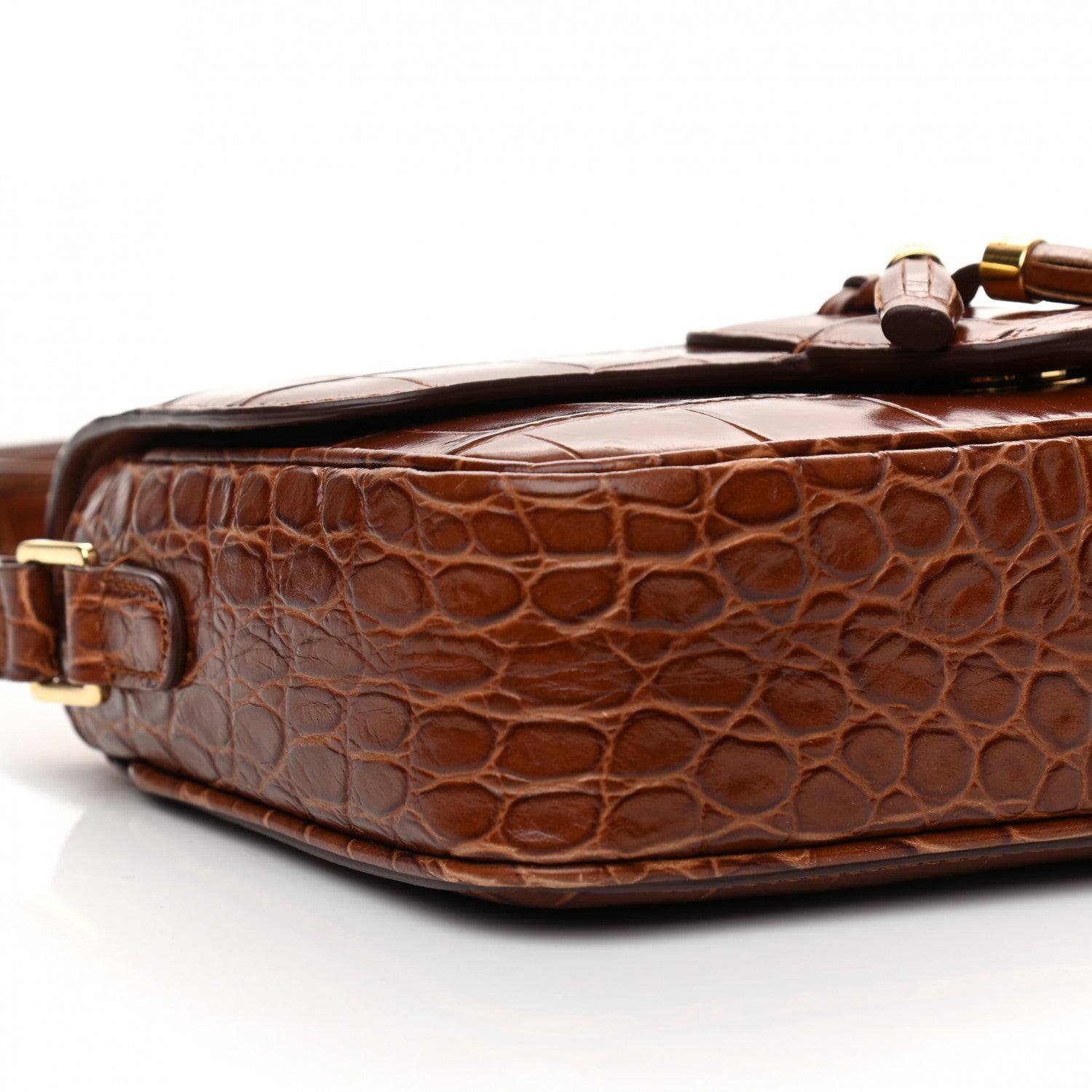 Celine Calfskin Crocodile Embossed Medium Tassel Bag Tan 10 of 13