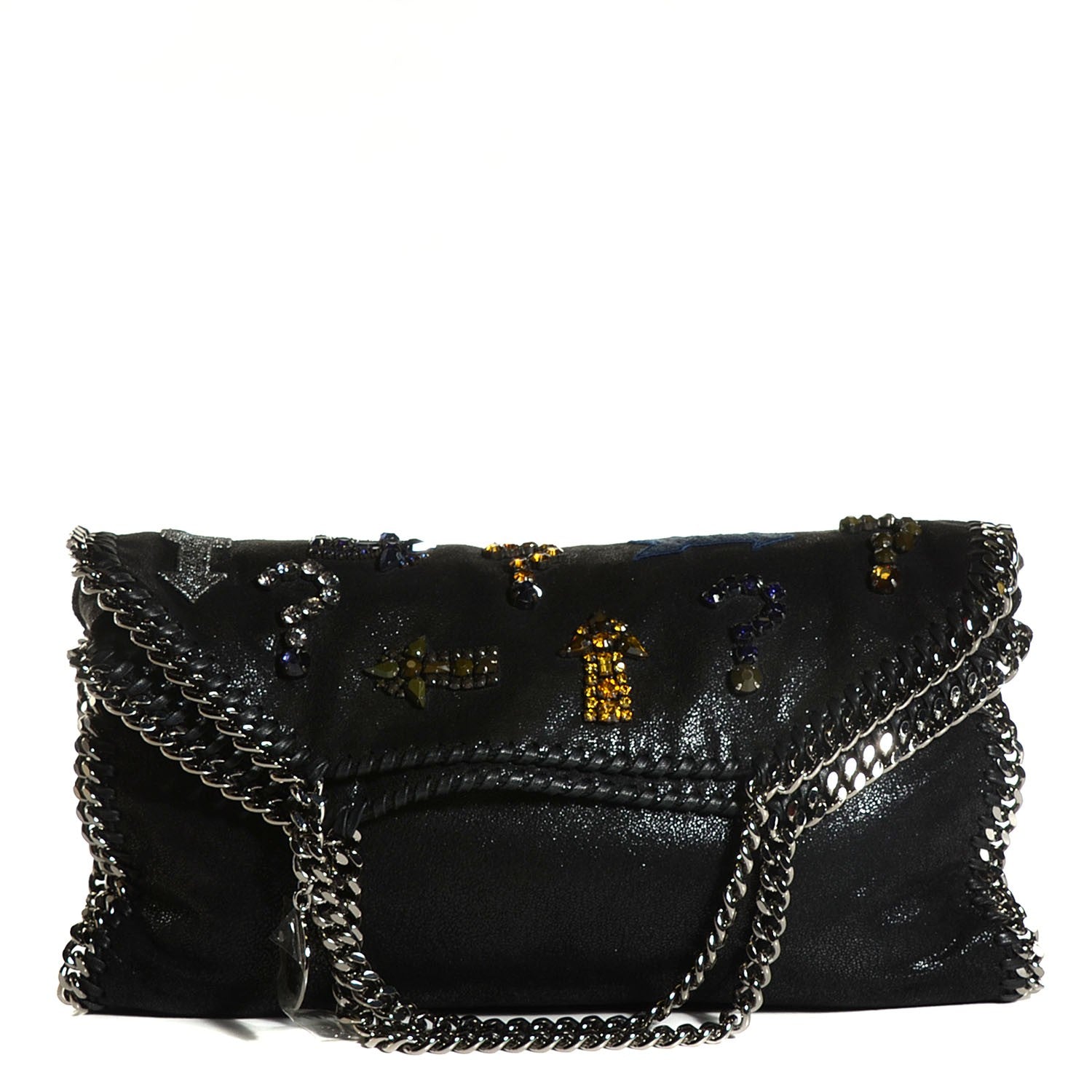 Stella McCartney Embellished Shaggy Deer Small Falabella Fold Over Tote Black 11 of 20