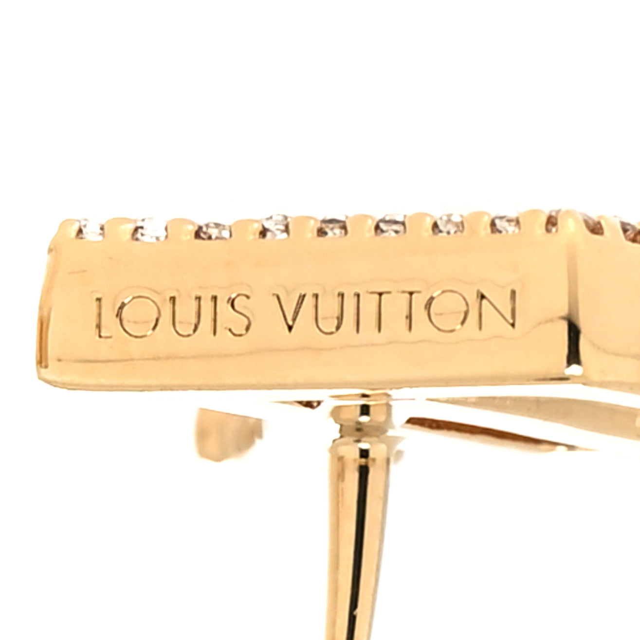 Louis Vuitton Metal Crystal LV Iconic Earrings Gold 4 of 5