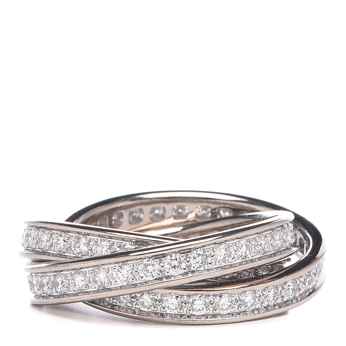 18K White Gold Diamond Trinity Ring 53 6.25