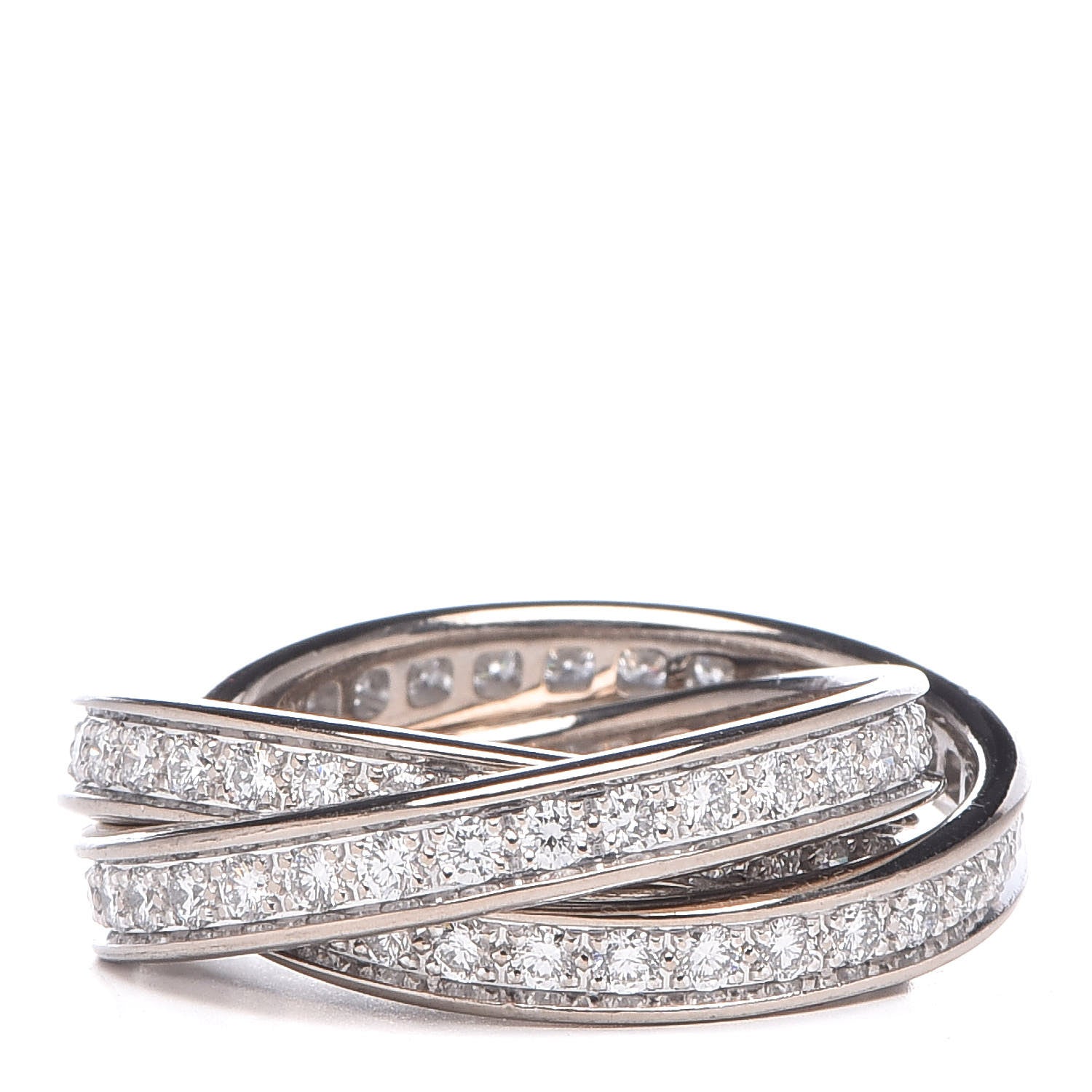 Cartier 18K White Gold Diamond Trinity Ring 53 6.25 1 of 6
