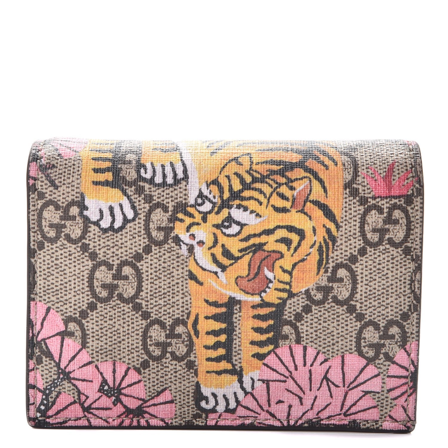 Gucci GG Supreme Monogram Bengal Card Case Beige Pink 1 of 9