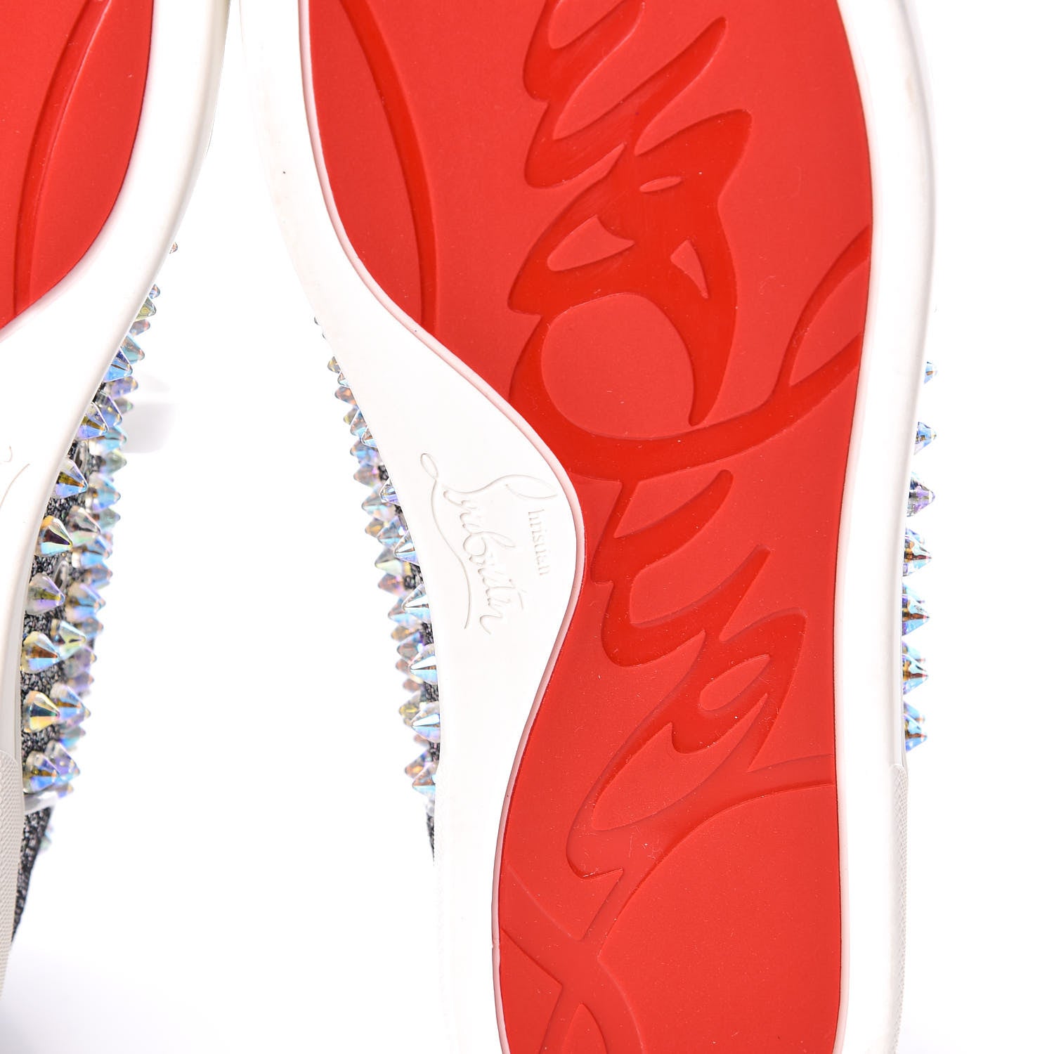 Christian Louboutin Nappa Mica Spikes Womens Louis Orlato Flat Sneakers 38 Silver 6 of 10