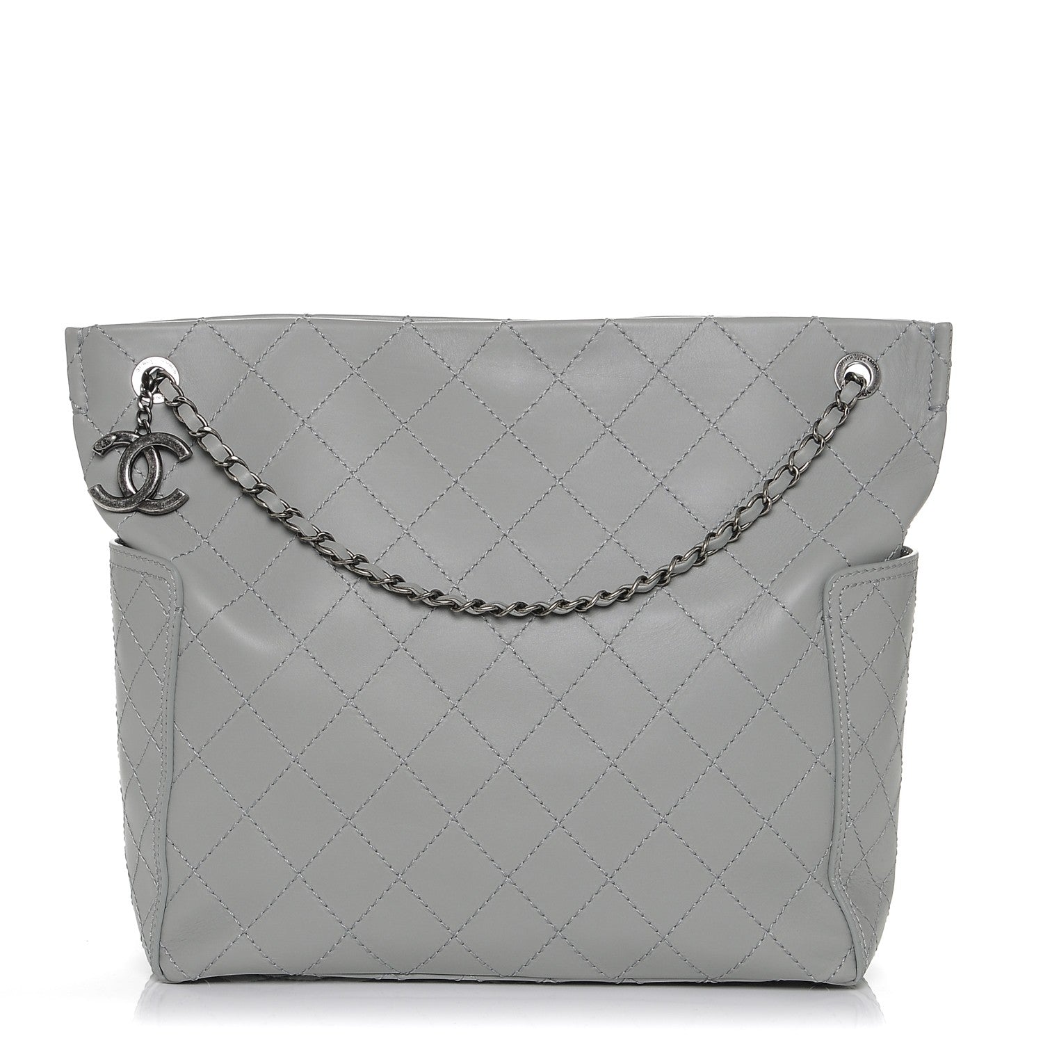 Chanel Calfskin Stitched CC Pocket Hobo Grey 1 of 7