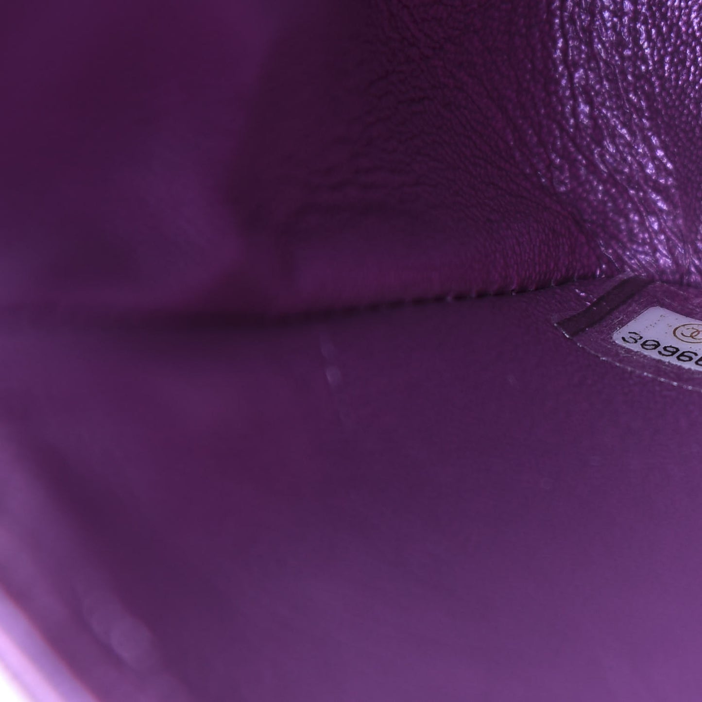 Iridescent Lambskin Quilted Mini Rectangular Flap Purple