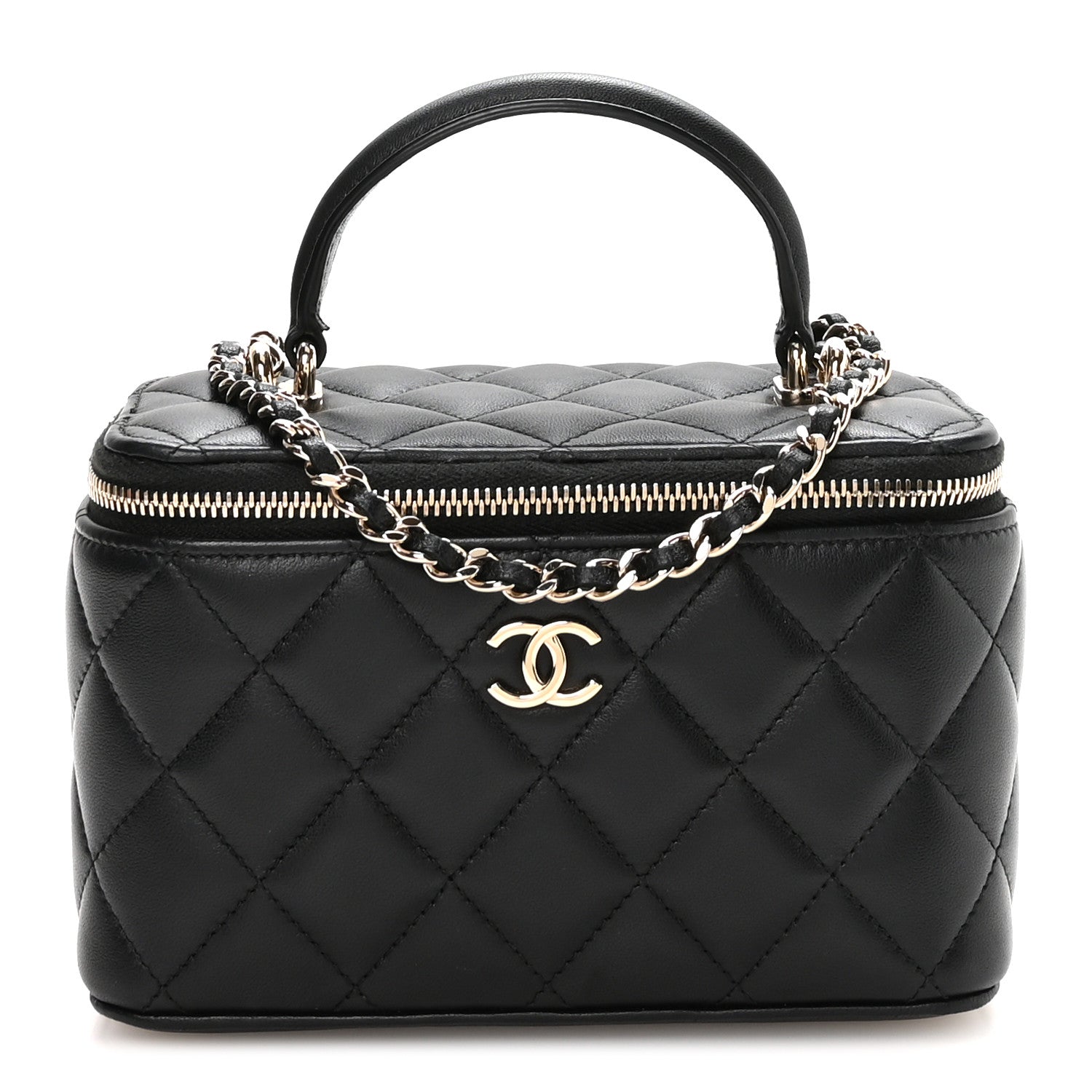 Chanel Lambskin Quilted Small Top Handle Vanity Case With Chain Black 1 of 11