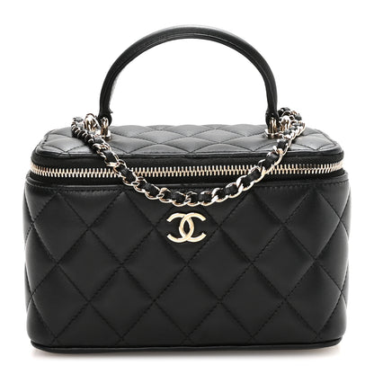 Chanel Lambskin Quilted Small Top Handle Vanity Case With Chain Black 1 of 11