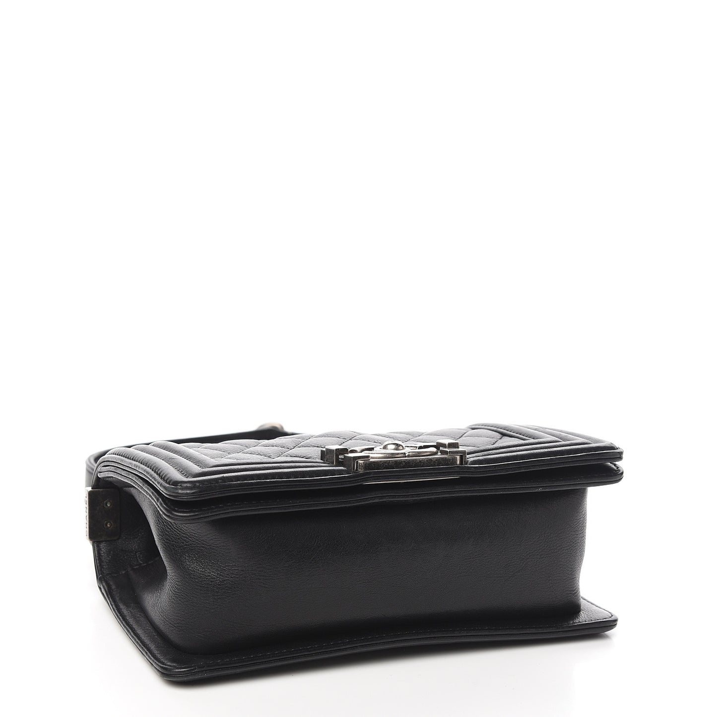 Calfskin Quilted Small Boy Flap Black