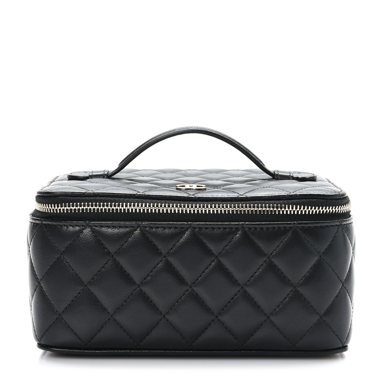 Chanel Lambskin Quilted Top Handle Jewelry Case Black 1 of 13