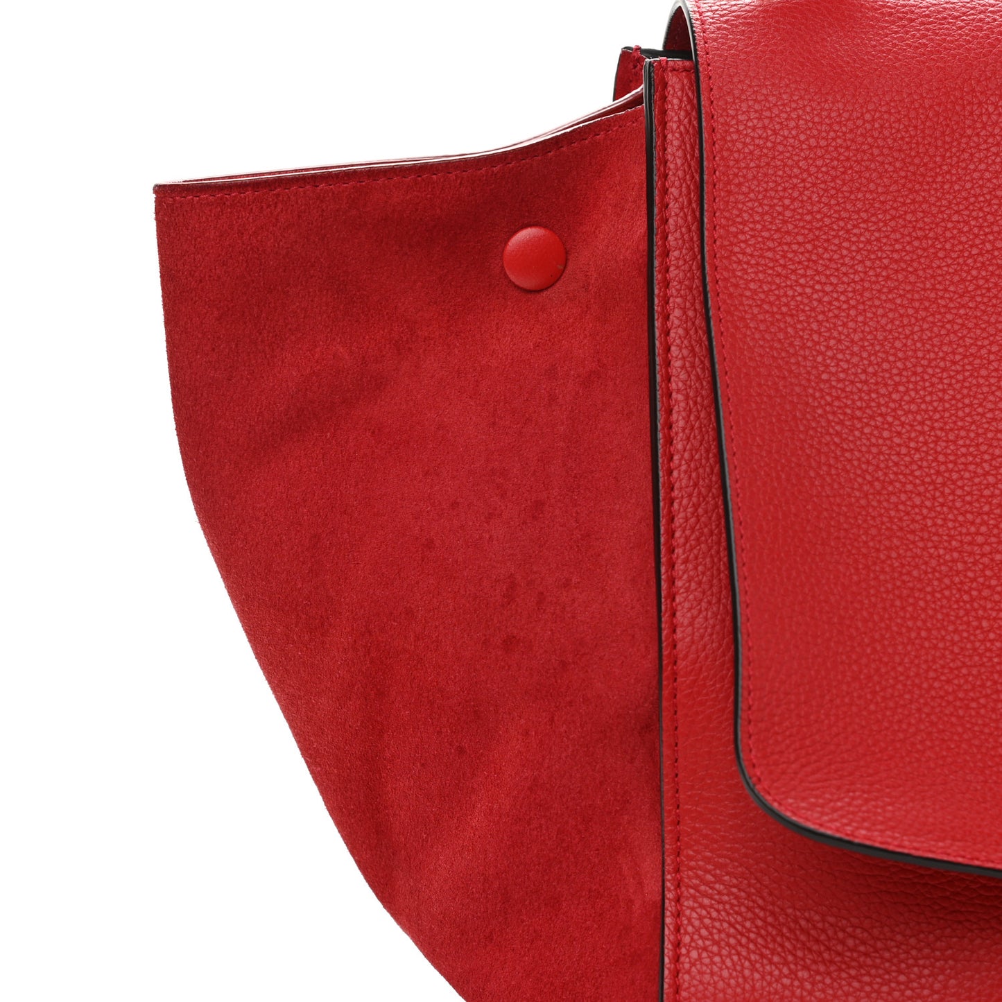 Drummed Calfskin Suede Large Trapeze Coquelicot