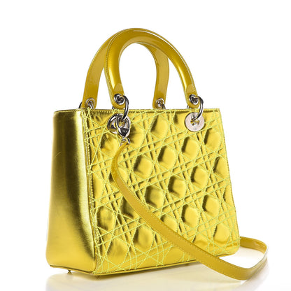 Christian Dior Metallic Lambskin Cannage Medium Anselm Reyle Lady Dior Yellow 4 of 11