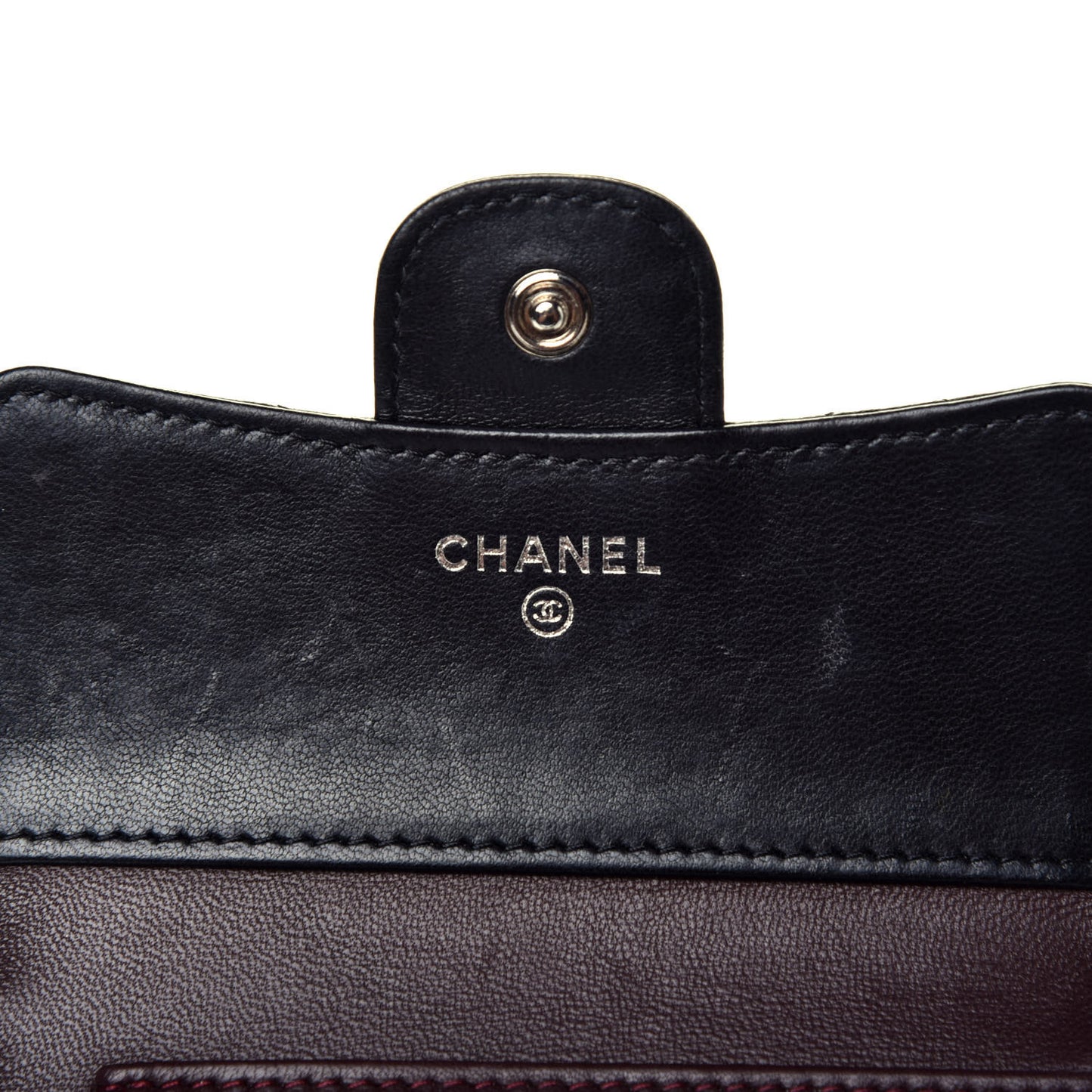 Lambskin Quilted Compact Flap Wallet Black