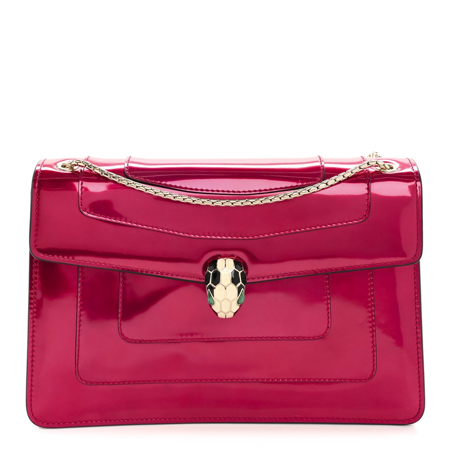 Metallic Calfskin Serpenti Forever Shoulder Bag Red