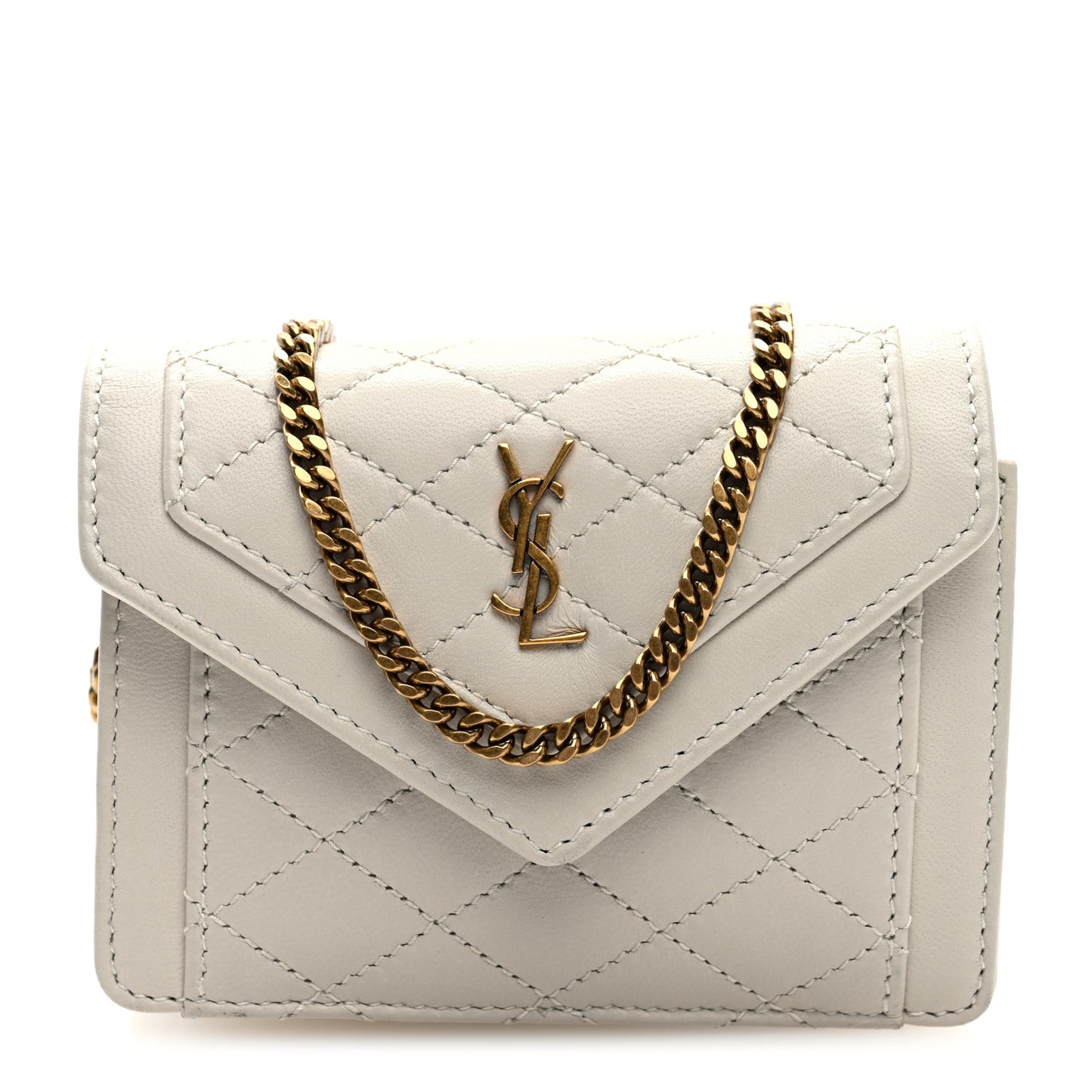 Lambskin Quilted Monogram Micro Gaby Crossbody Bag Crema Soft