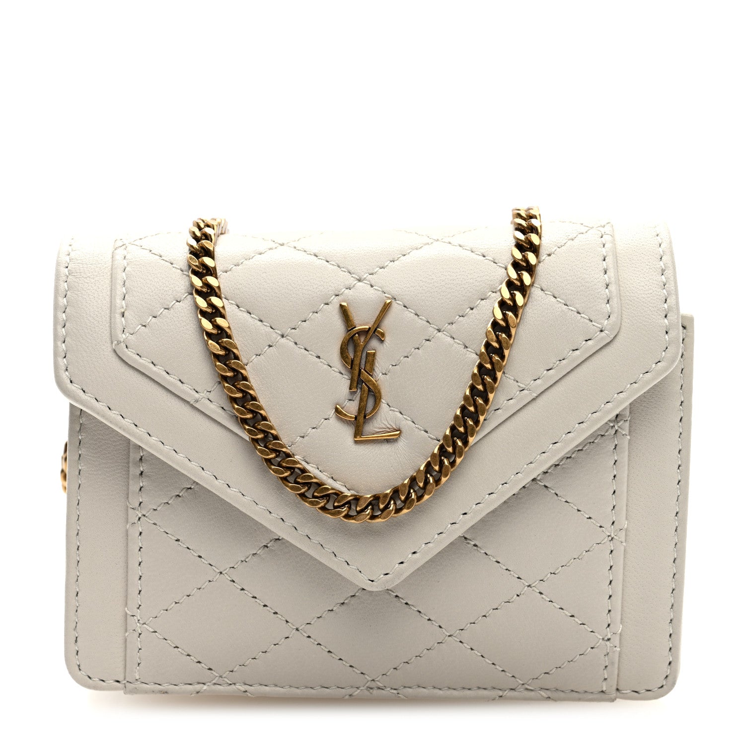 Saint Laurent Lambskin Quilted Monogram Micro Gaby Crossbody Bag Crema Soft 1 of 9