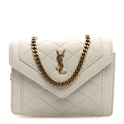 Saint Laurent Lambskin Quilted Monogram Micro Gaby Crossbody Bag Crema Soft 1 of 9
