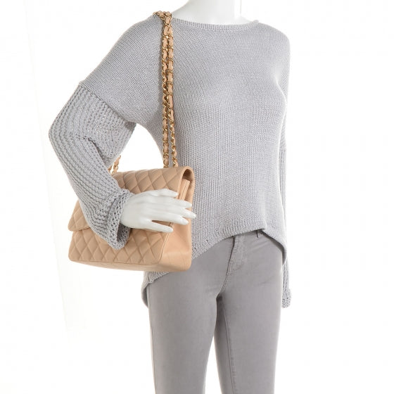 Chanel Lambskin Quilted Jumbo Single Flap Beige 2 of 9