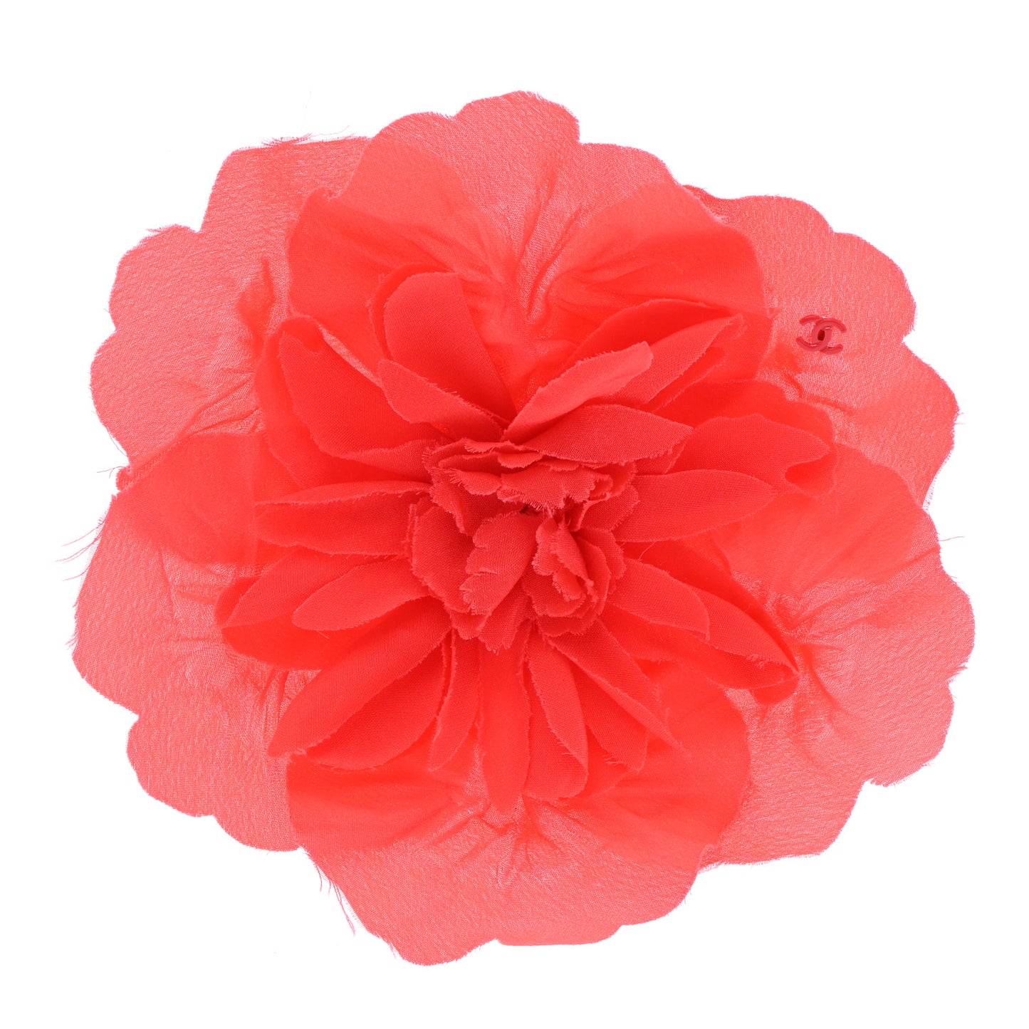 Fabric Camellia Flower Brooch Orange