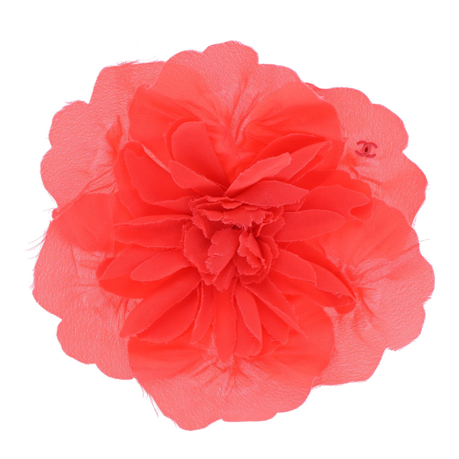 Chanel Fabric Camellia Flower Brooch Orange 1 of 5