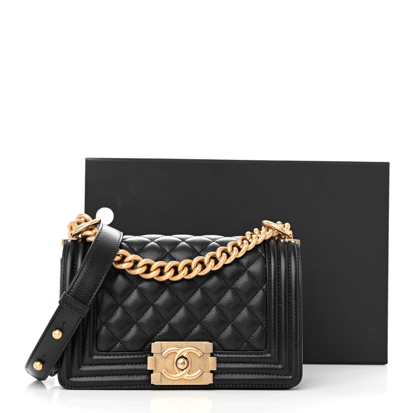 Caviar Quilted Small Boy Flap Black
