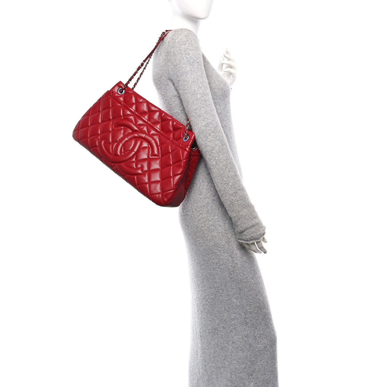 Chanel Caviar Quilted Timeless CC Soft Tote Red 2 of 12